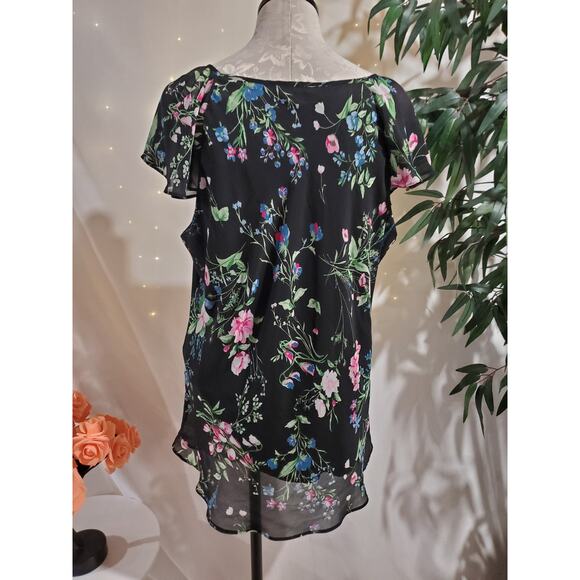 Roz & Ali Sheer Dark Floral Layered Blouse Sz 2X Black Whimsigoth Fairy Grunge - Picture 4 of 12